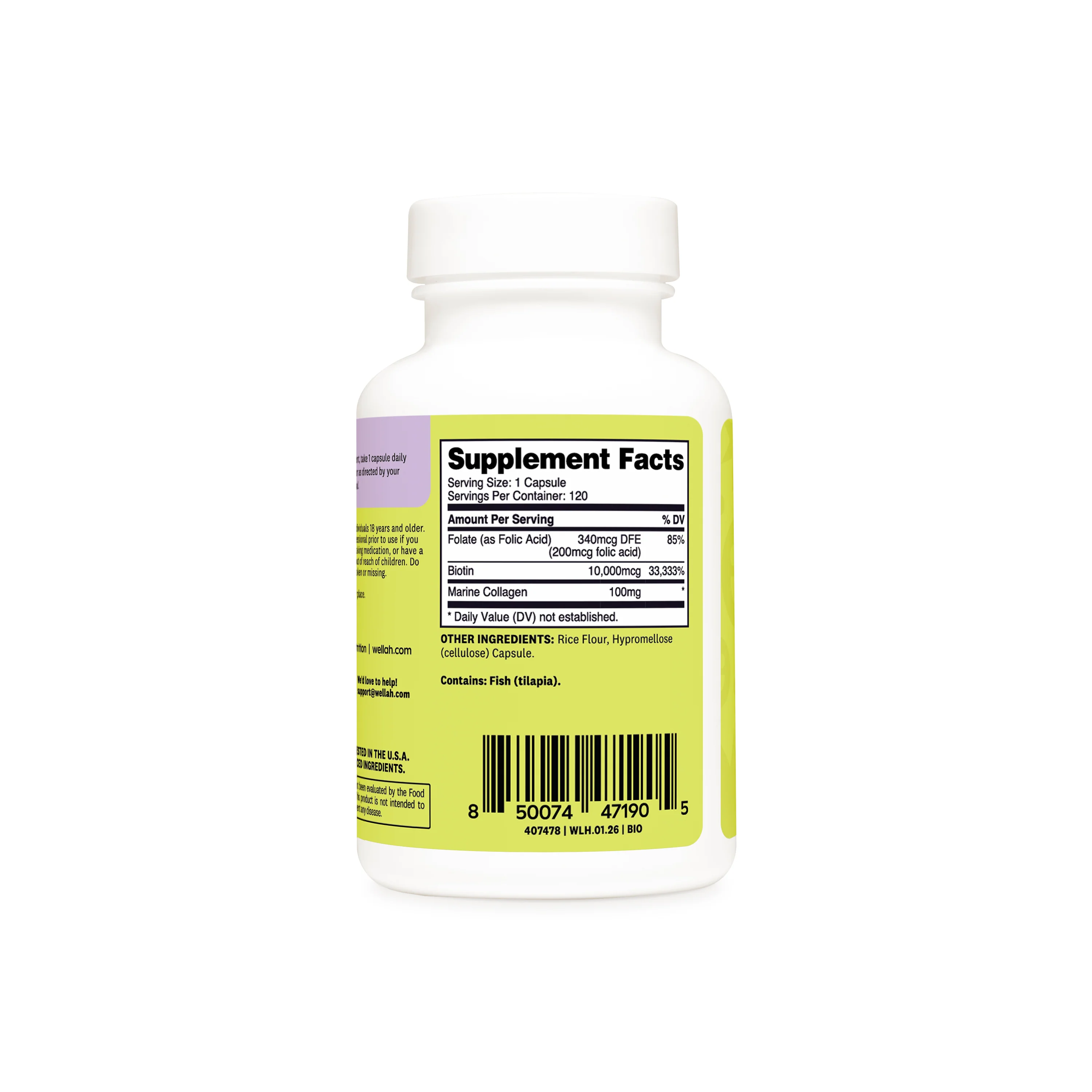 Biotin with Folate & Marine Collagen Capsules | 120 Servings - Image 3